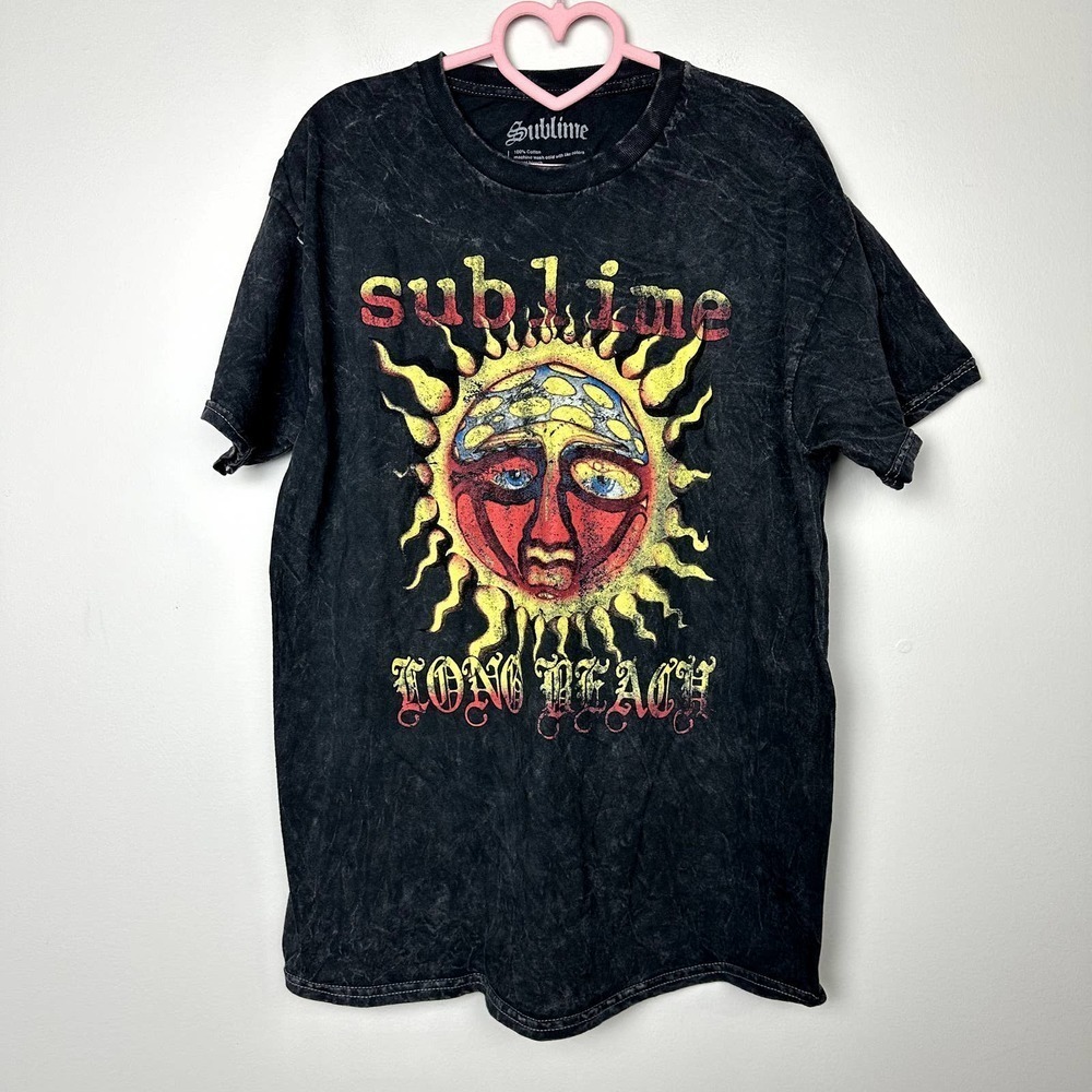 Sublime NWOT Unisex Long Beach Black Crew Neck Short Sleeve Casual T-Shirt L